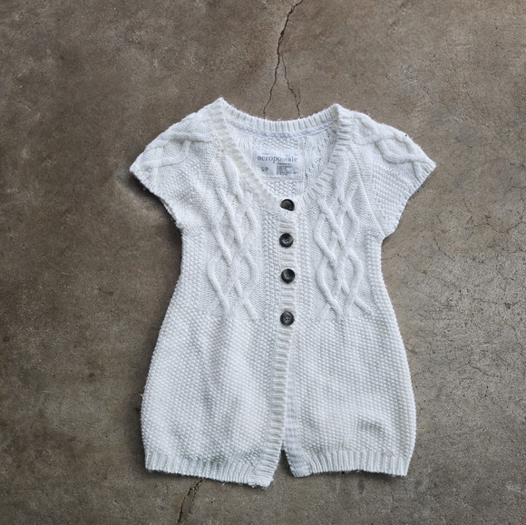 Aeropostale Tops - Aeropostale Vintage Y2K knit Button Coquette Dainty Babydoll Sweater Top S